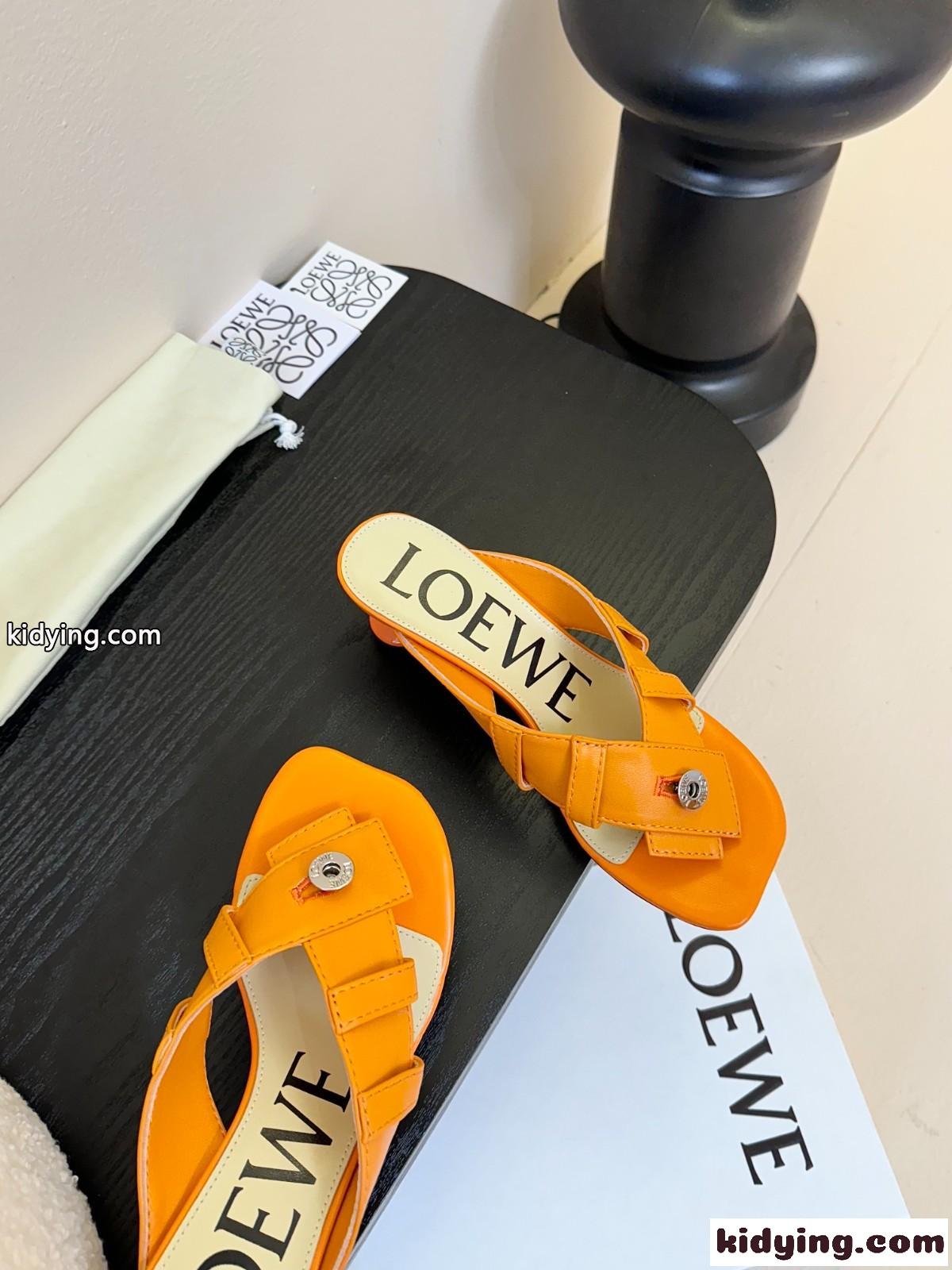 大人気 ロエベ トイ パンタ トゥポスト ヒールサンダル スーパーコピー オレンジ-1