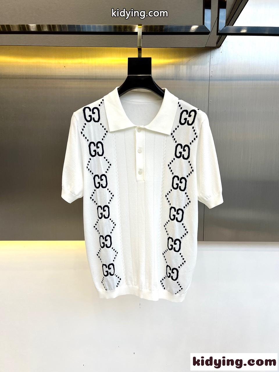 春夏 快適 GG グッチ 半袖Tシャツ コピー ニット ポロシャツ ホワイト-0