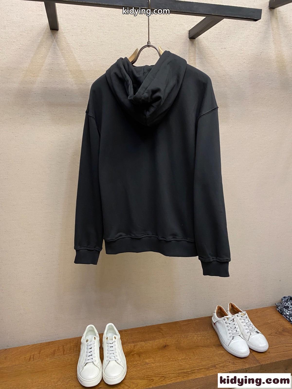 カジュアル コットン ジップアップパーカー バーバリー パーカー 偽物 ブラック-1
