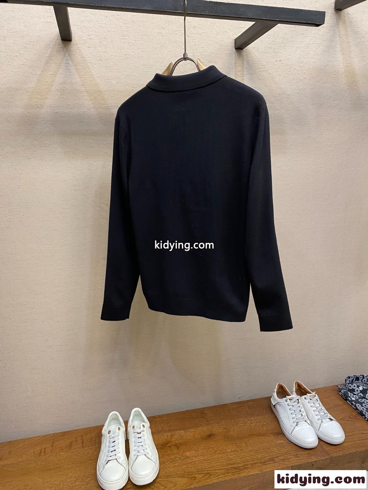 シンプル エレガント ビー刺繍 クリスチャン・ディオール ニット 偽物 ニットポロ ブラック-1