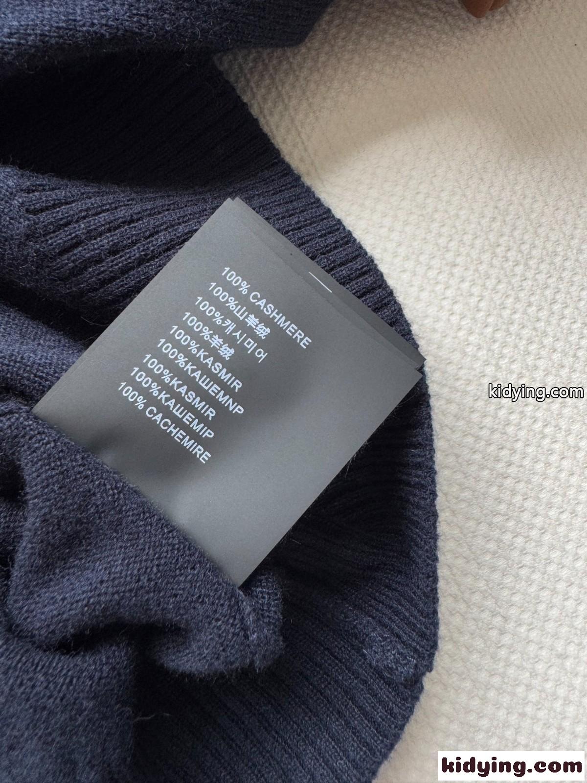 Miu Miu ロゴ刺繍入り ヘンリーネックセーター ミュウミュウ セーター コピー カシミヤ ネイビー-3