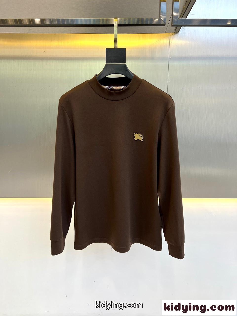 シンプル 合わせやすい 秋冬 メンズ 長袖Tシャツ バーバリー Tシャツ コピー ブラウン-0