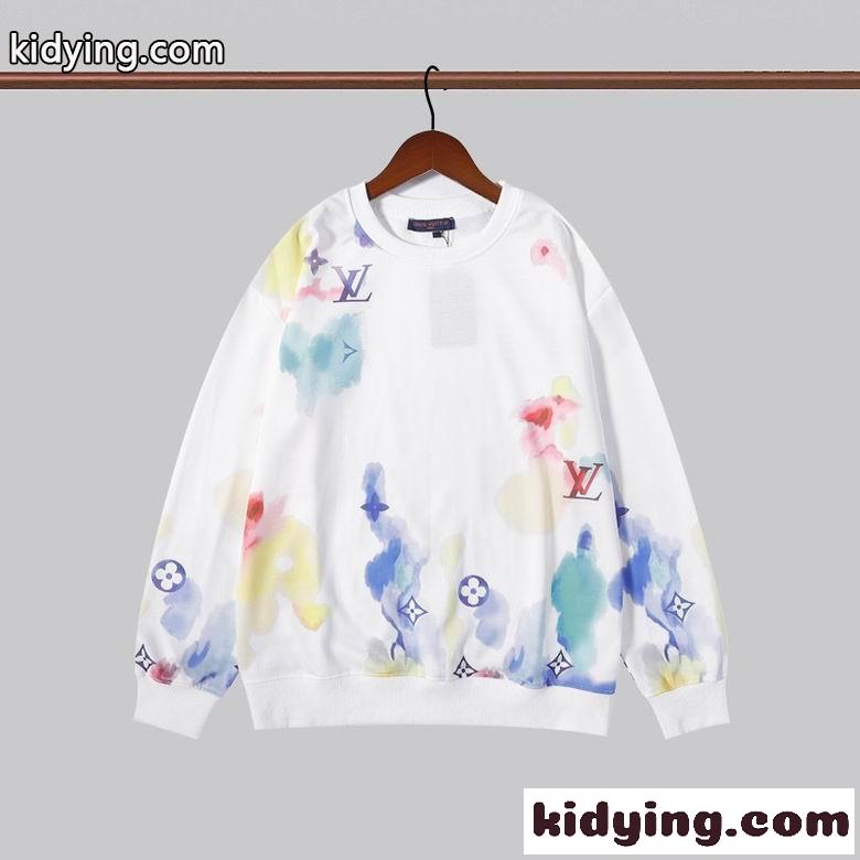 レディース メンズ プリント クールネック プルオーバー ゆったり ルイ・ヴィトン パーカー コピー 長袖Tシャツ-3