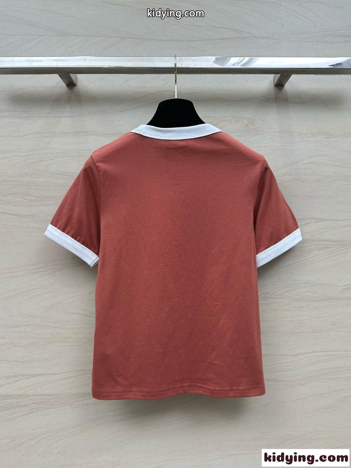 定番 人気 ロゴ クルーネック 半袖Tシャツ セリーヌ Tシャツ コピー レンガ-3