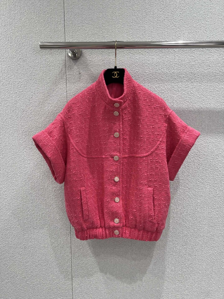 春に活躍～ツイード 半袖ジャケット シャネル ジャケット コピー ピンク-0