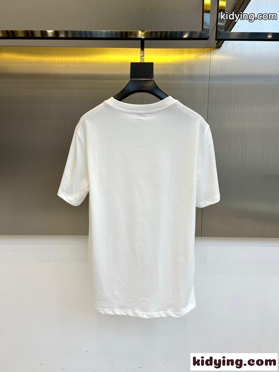シンプル ロゴプレート コットン バーバリー Tシャツ 偽物 半袖Tシャツ ホワイト-4