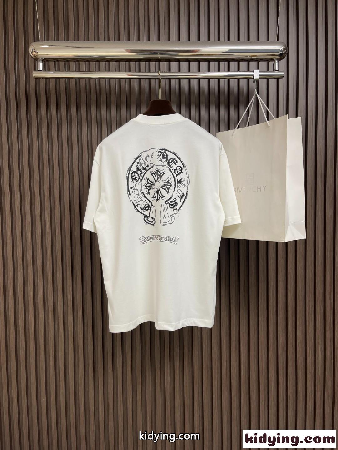 おしゃれ プリント 半袖Tシャツ クロムハーツ Tシャツ 偽物 コットン-1
