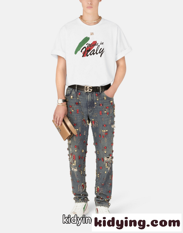 ベーシック 合わせやすい プリント ドルチェ&ガッバーナ Tシャツ コピー 半袖 クルーネック-5
