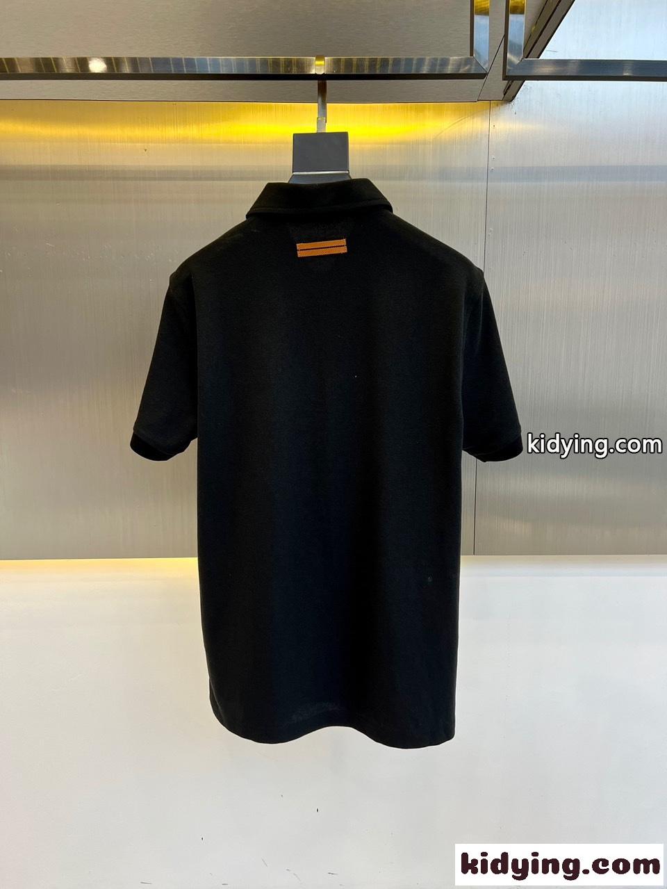 洗練された エルメネジルド・ゼニア 半袖Tシャツ コピー コットンピケ ポロシャツ ブラック-4