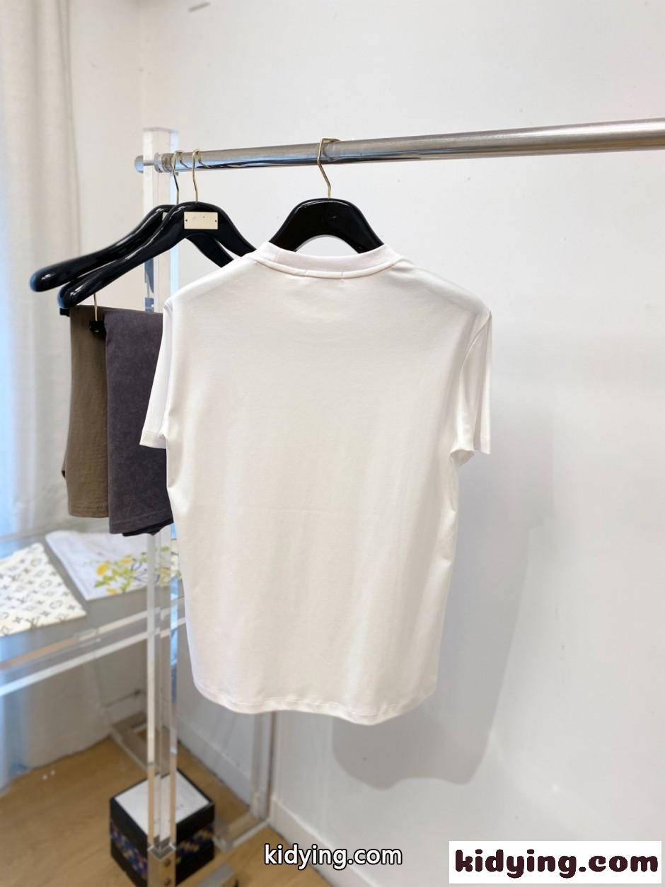 カジュアル レザーパッチ 半袖Tシャツ エルメス Tシャツ 偽物 ホワイト-4