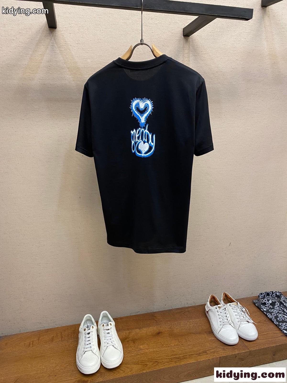 Love プリント クルーネック コットン 半袖Tシャツ ジバンシィ Tシャツ 偽物 ブラック-1