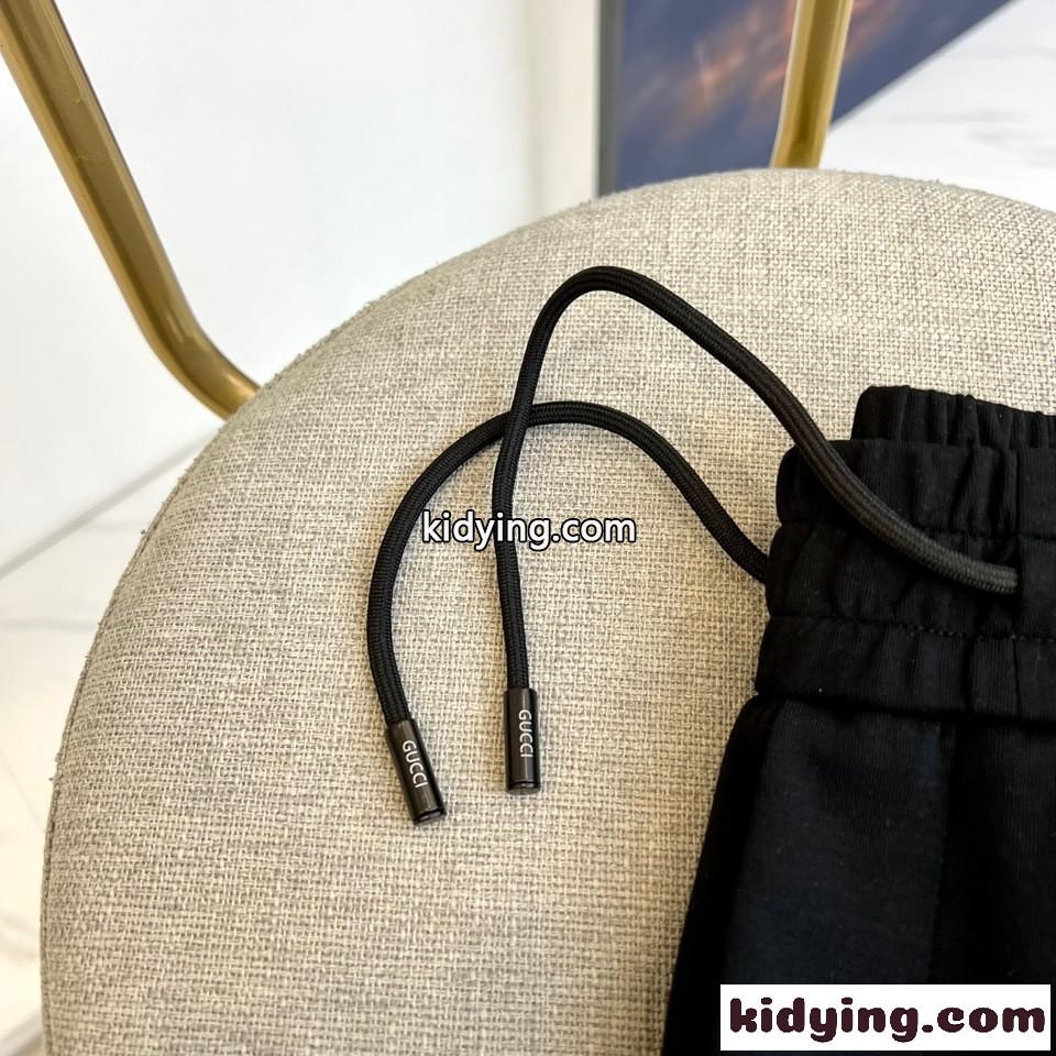 カジュアル ロゴ コットン ショートパンツ グッチ パンツ 偽物 ブラック-2