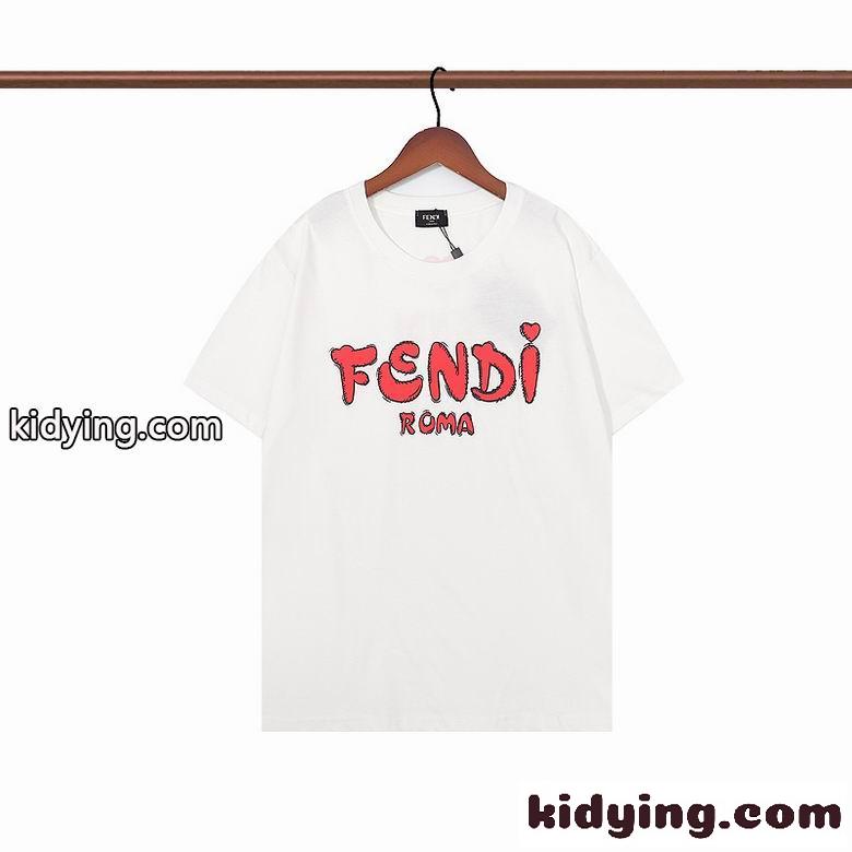 ユニセックス 定番 ロゴ プリント クルーネック フェンディ Tシャツ コピー 半袖 トップス 可愛い おしゃれ-9