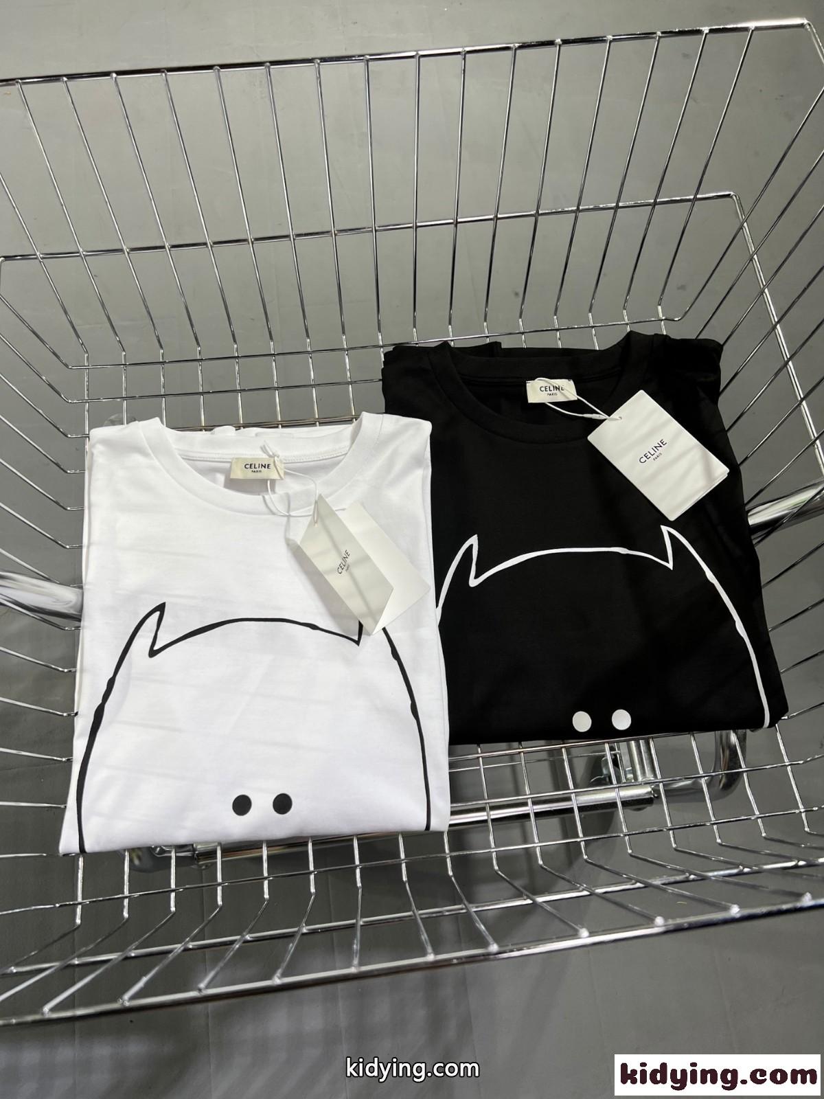 ユニセックス ルーズ 体型カバー プリント カジュアル 定番 セリーヌ tシャツ コピー クルーネック 半袖 トップス-4