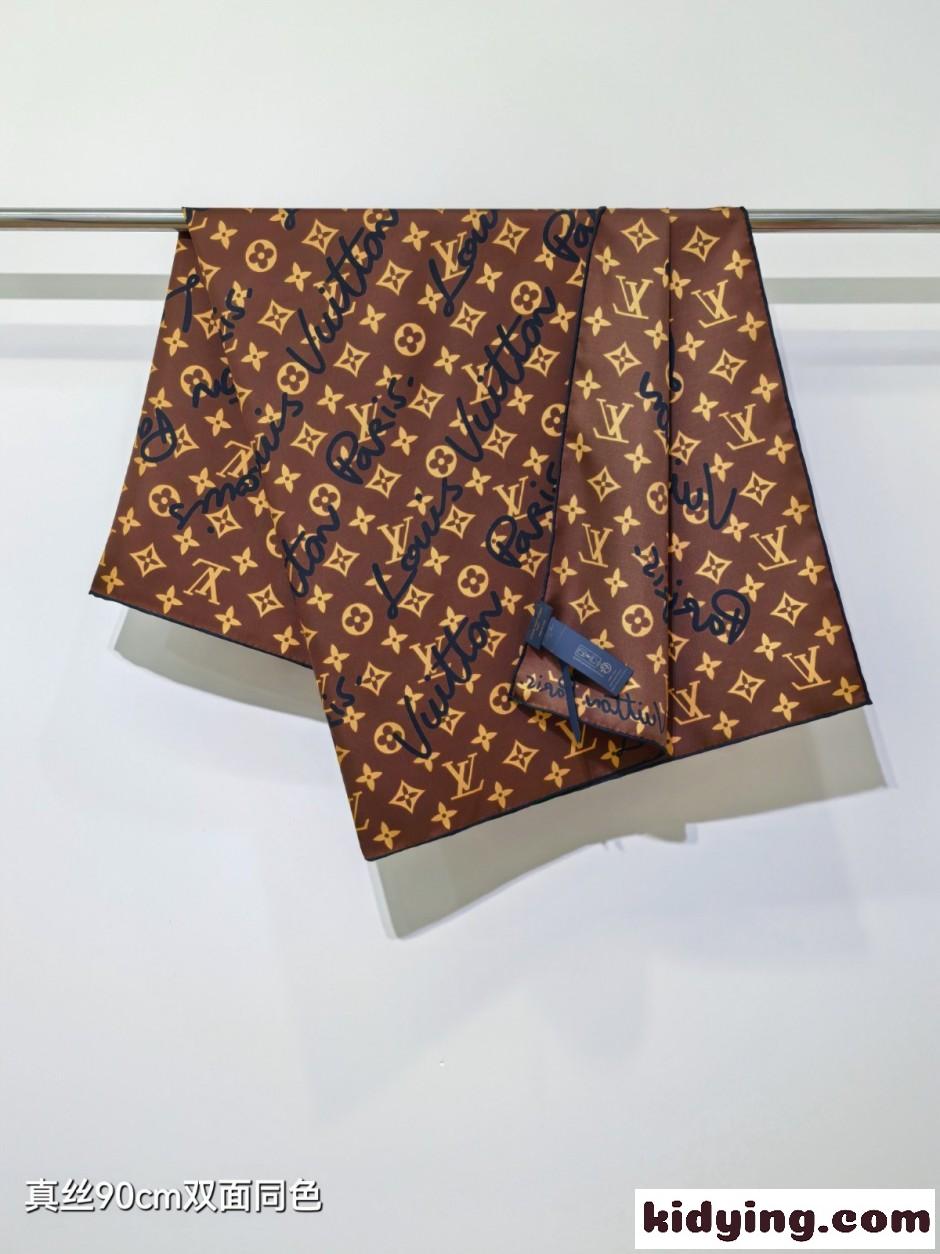 ルイ・ヴィトン スカーフ コピー LV スクリプト シルクスカーフ 90cm-3