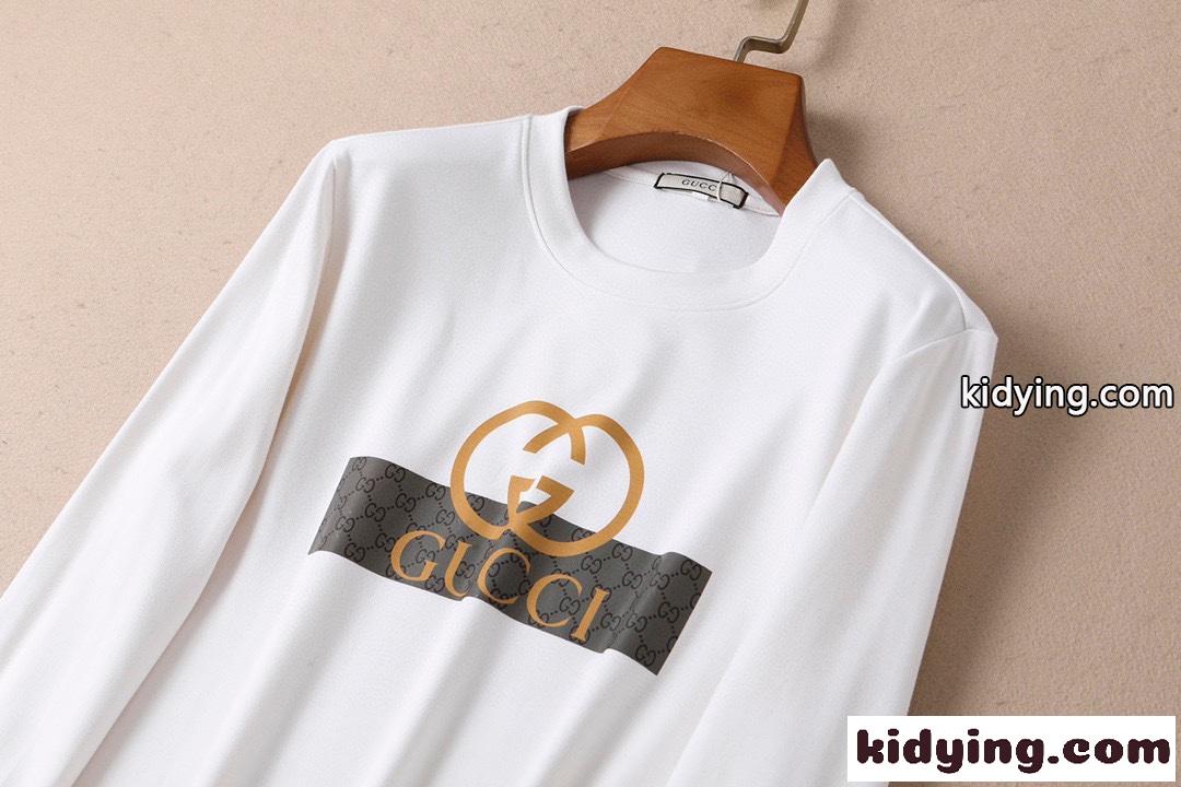 シンプル 秋冬 メンズ 裏起毛 プリント プルオーバー ラウンドネック長袖tシャツ グッチ コピー-4