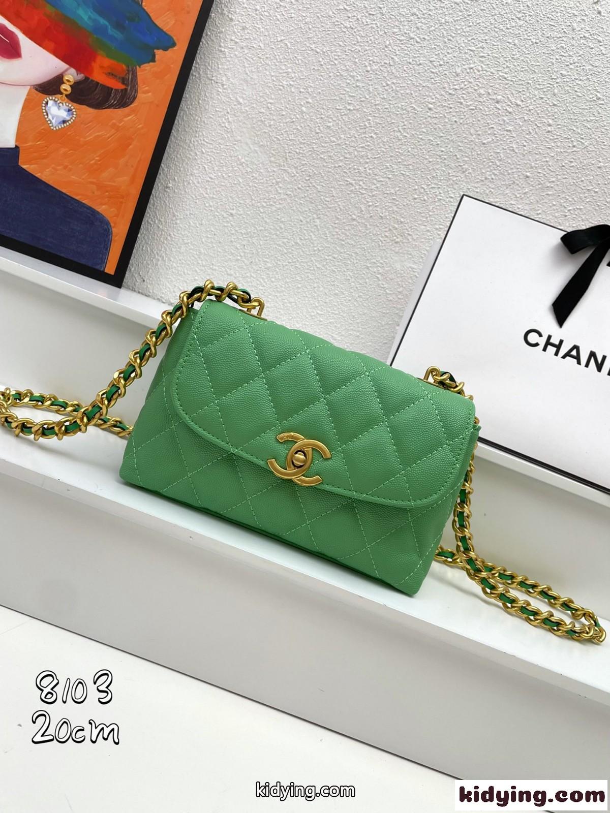 可愛い 23P フラップバッグ シャネル バッグ コピー チェーン ショルダーバッグ グリーン-0