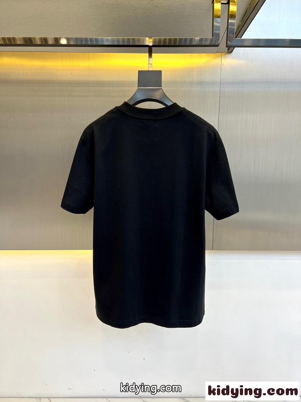 シンプル ロゴプリント クルーネック 半袖Tシャツ モンクレール Tシャツ コピー ブラック-4