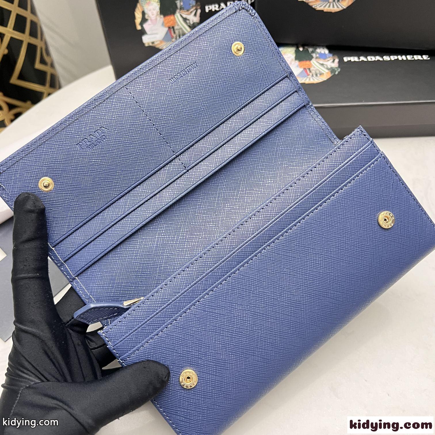 プラダ 財布 コピー レディース 長財布 飽きのこない 定番 人気 ロゴ ブルー-2