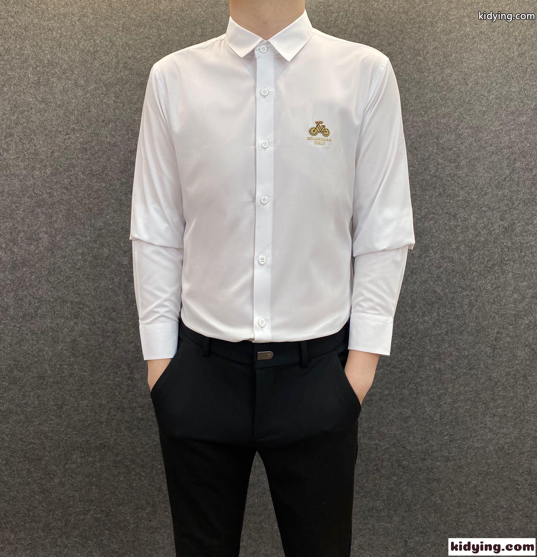 ビジネス 通勤 上品 柔らかい 着心地いい 定番 人気 ジバンシィ シャツ コピー 長袖 オシャレ ホワイト ブラック-2