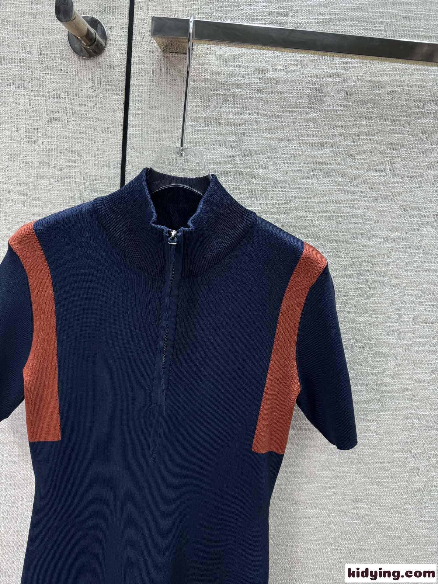 ハーフジップ ニットドレス フェンディ ワンピース スーパーコピー ネイビー-1