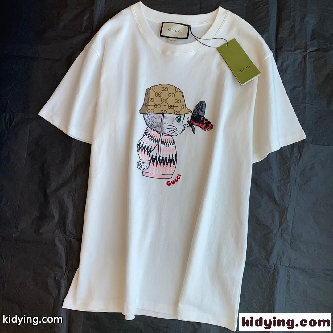 おしゃれ 春夏 新作 プリント ゆったり トップス カジュアル ユニセックス グッチ 半袖Tシャツ コピー クルーネック-1