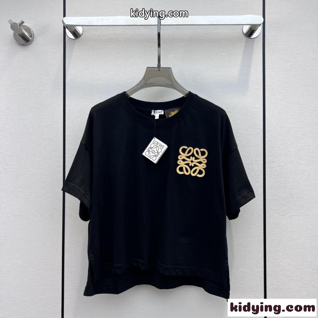 アナグラム コットン Tシャツ ロエベ Tシャツ コピー レディース ブラック-0