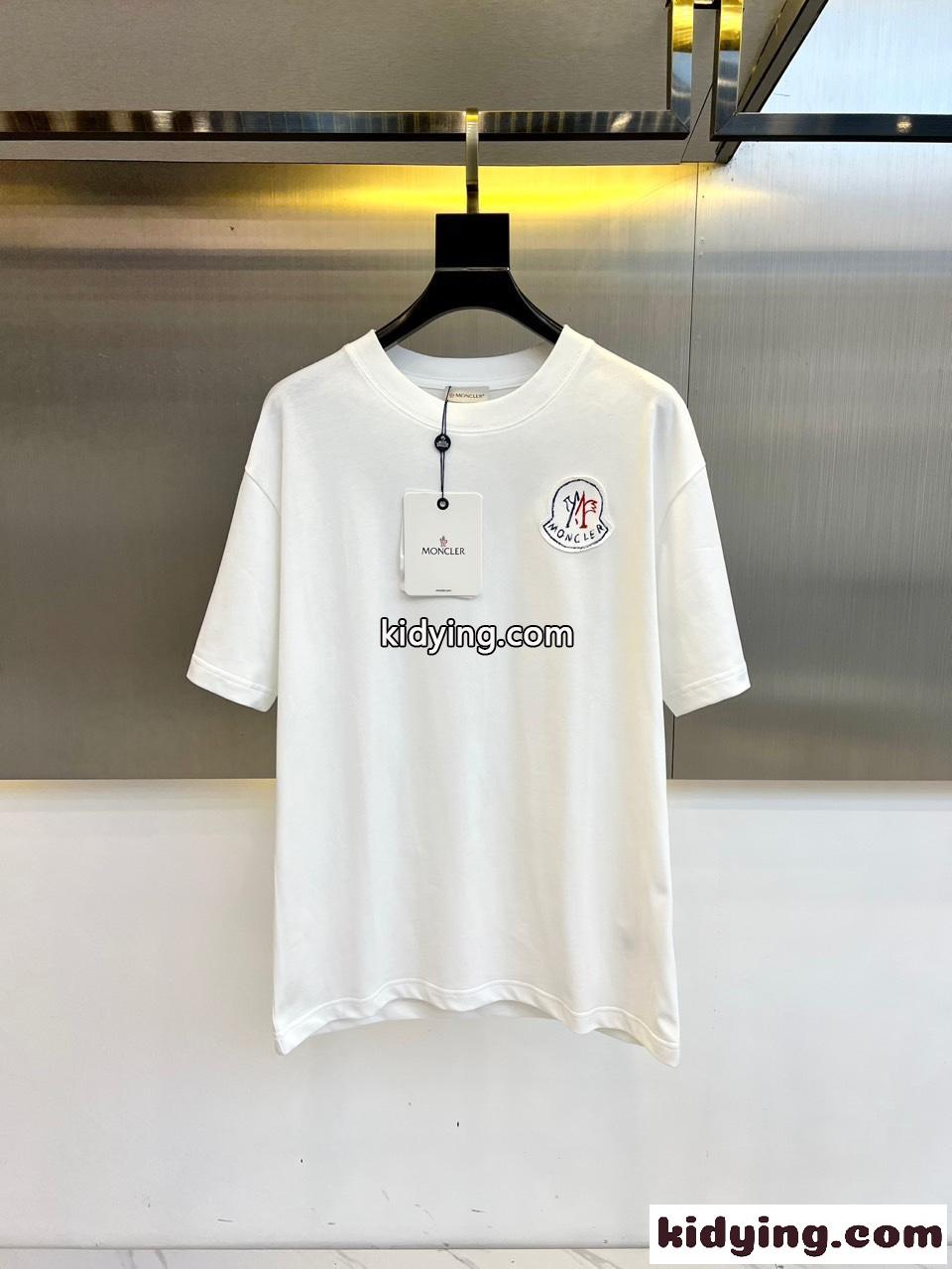 カジュアル リラックス コットン 半袖Tシャツ モンクレール Tシャツ コピー ホワイト-0