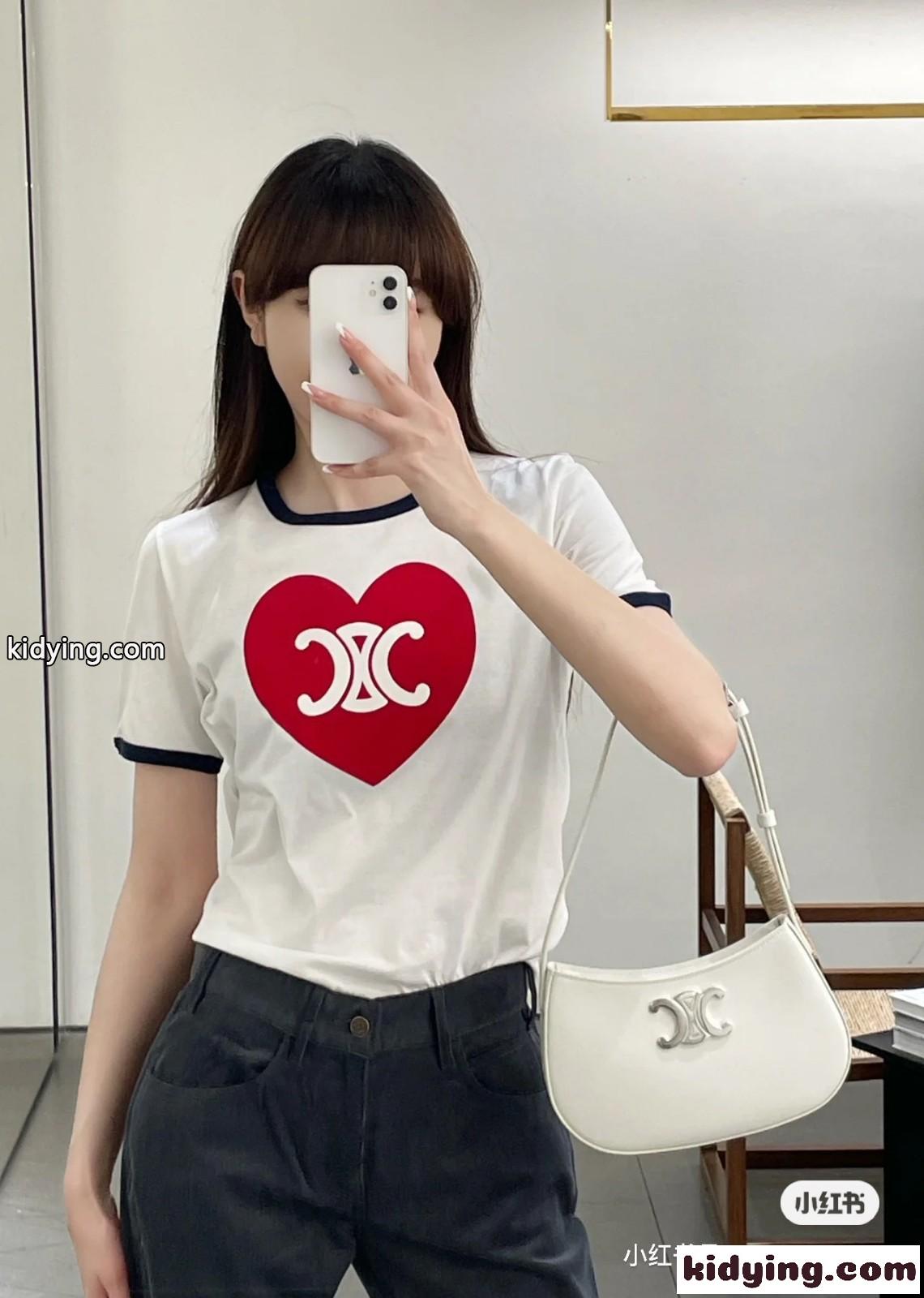 ハートトリオンフ 半袖Tシャツ セリーヌ Tシャツ コピー コットン-3