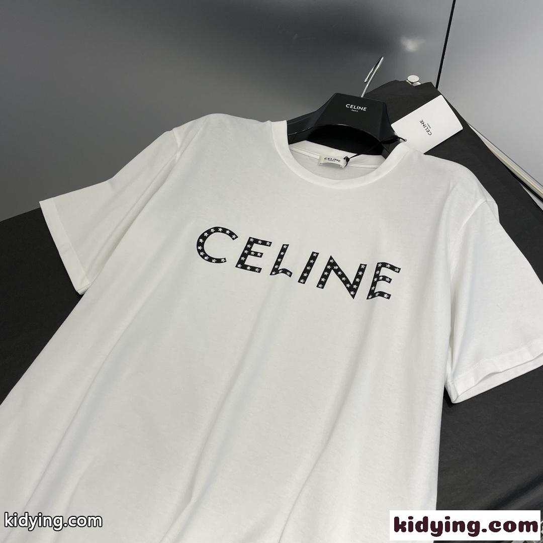 ベーシック 合わせやすい クルーネック オーバーサイズ セリーヌ Tシャツ コピー カジュアル コットン-1