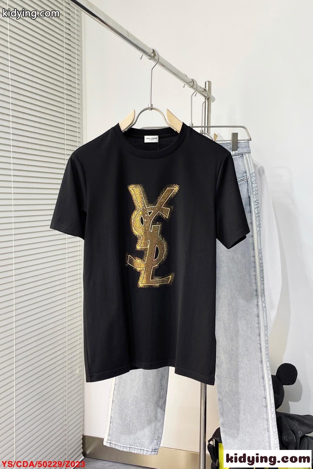カジュアル 合わせやすい イヴ・サンローラン Tシャツ コピー クルーネック 半袖-0