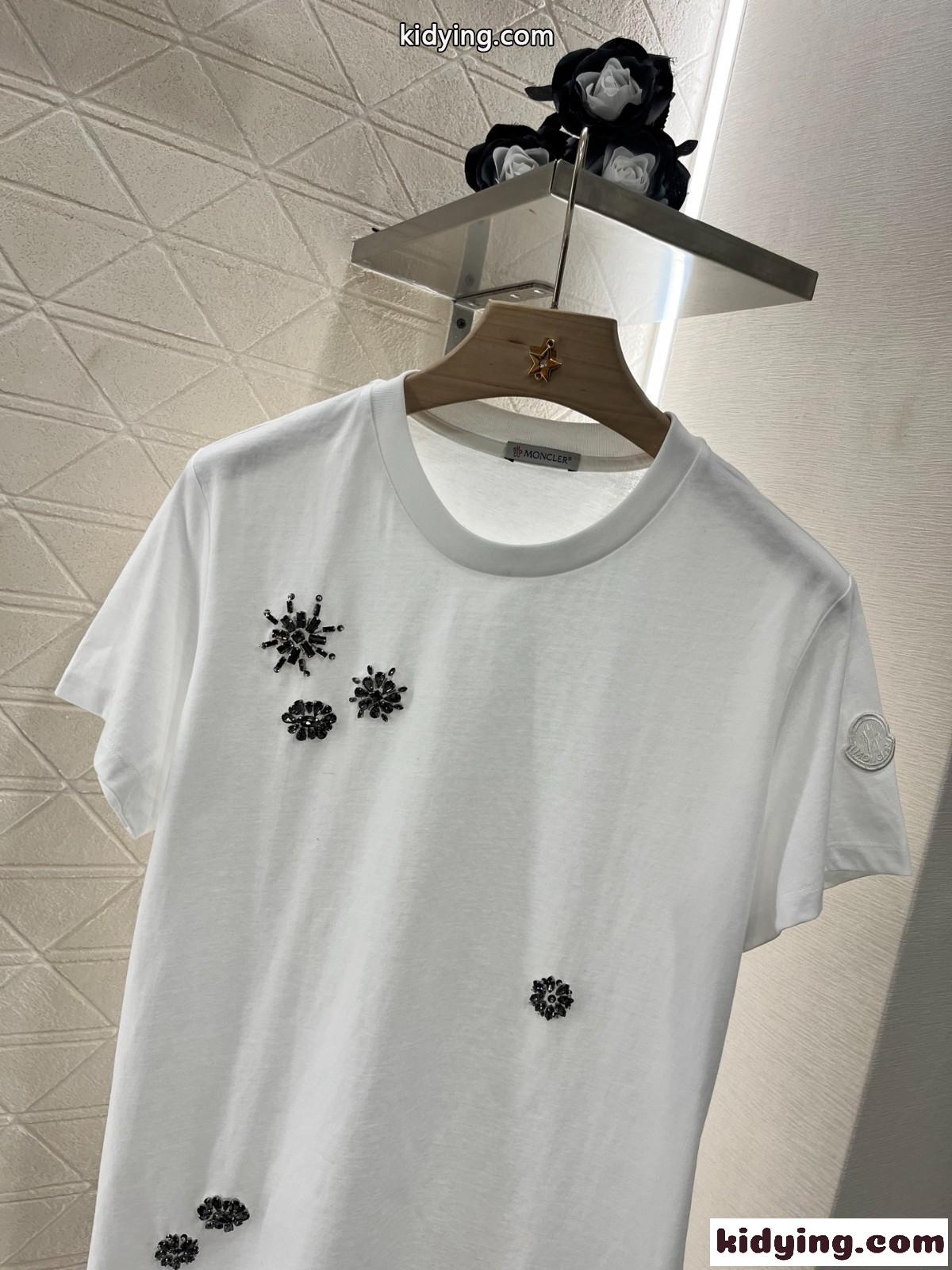 カジュアル コットン 半袖Tシャツ モンクレール Tシャツ スーパーコピー ホワイト-4