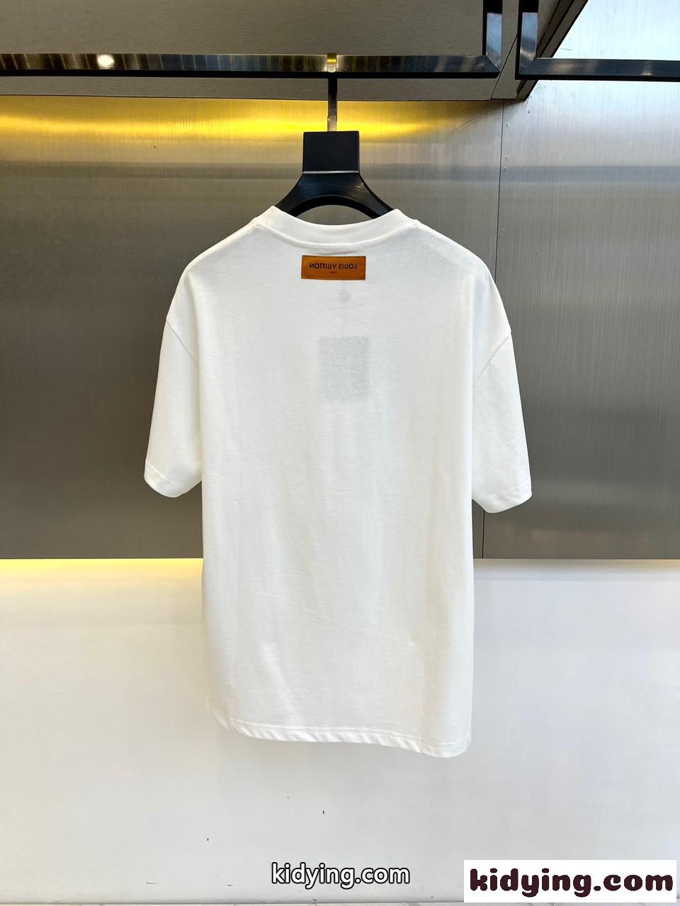 人気 おしゃれ ロゴ ルイ・ヴィトン 半袖Tシャツ コピー コットンtシャツ ホワイト-4