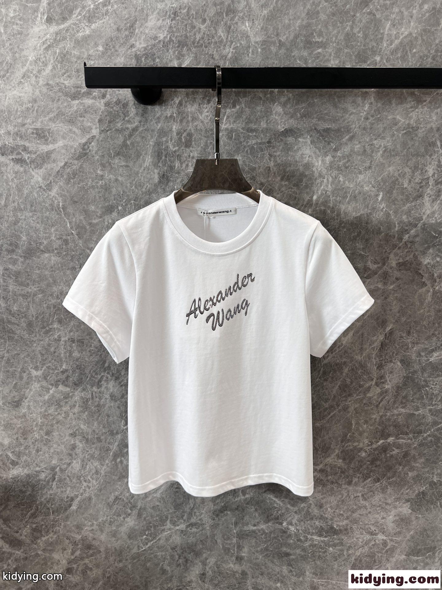 シンプル ロゴ コンパクト 半袖Tシャツ アレキサンダーワング Tシャツ コピー ホワイト-1