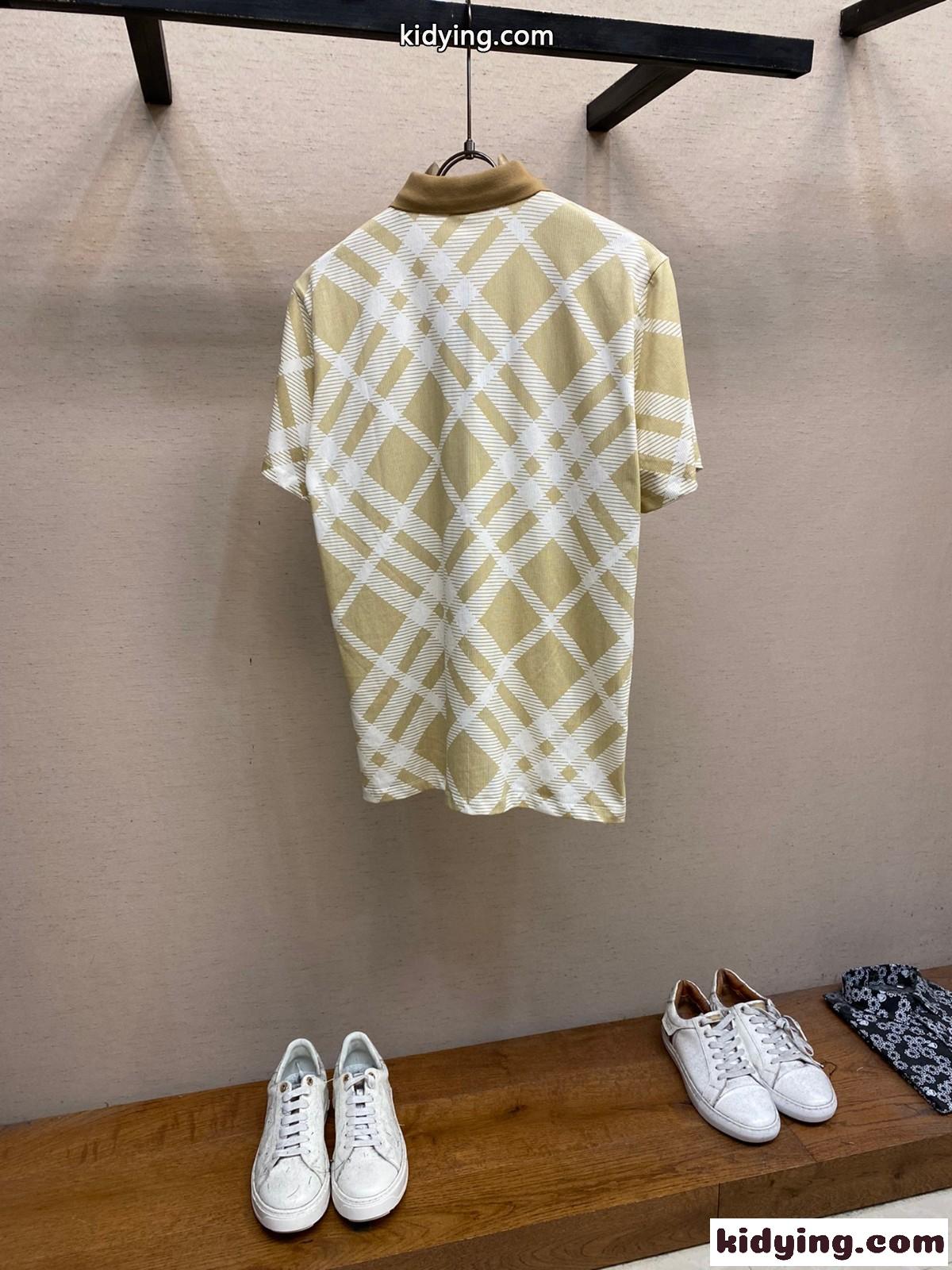 定番 チェック ポロシャツ バーバリー 半袖Tシャツ コピー ベージュ-1