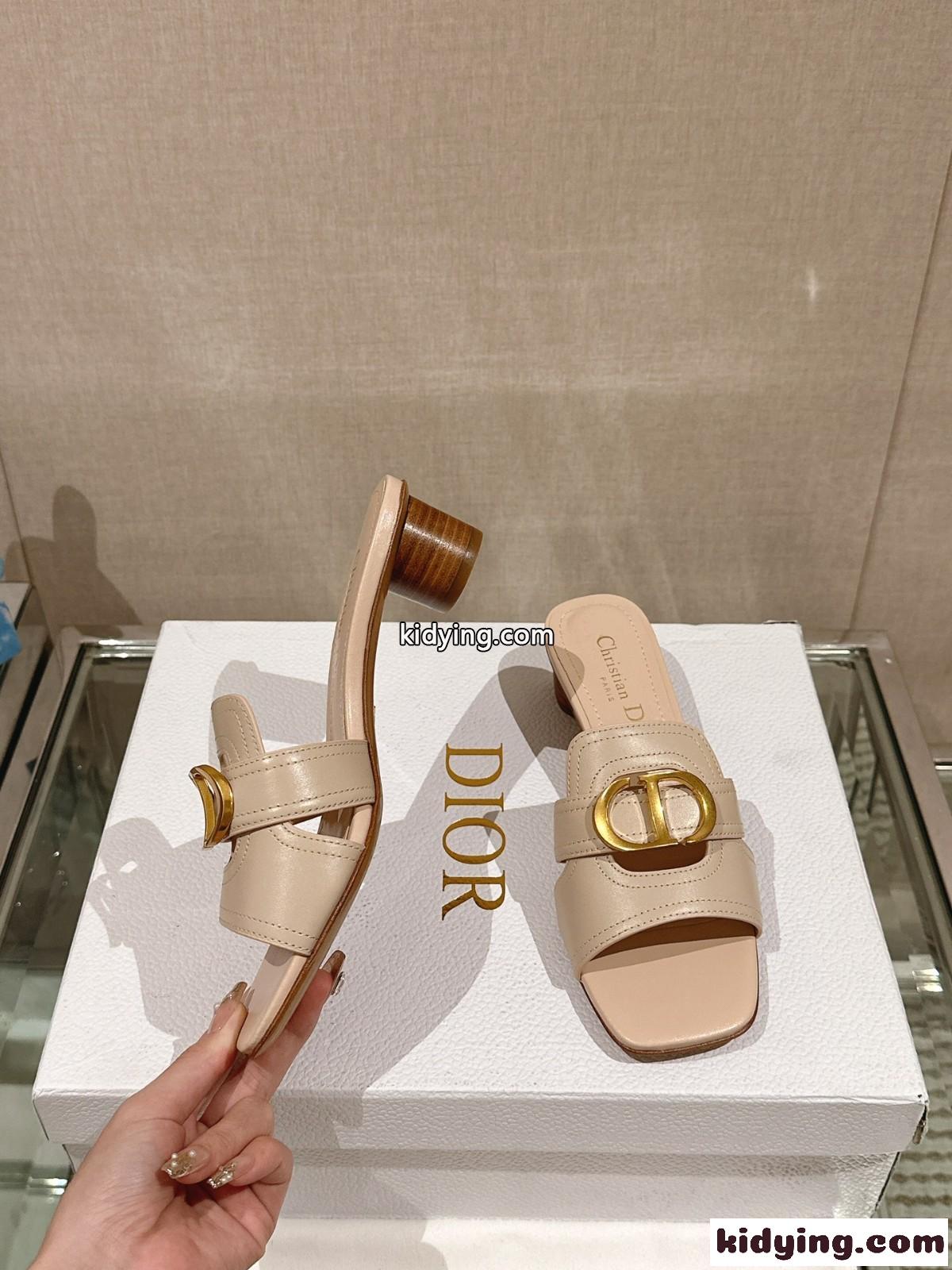 Dior Or 30 Montaigne ヒールスライド クリスチャン・ディオール サンダル コピー ベージュ-2