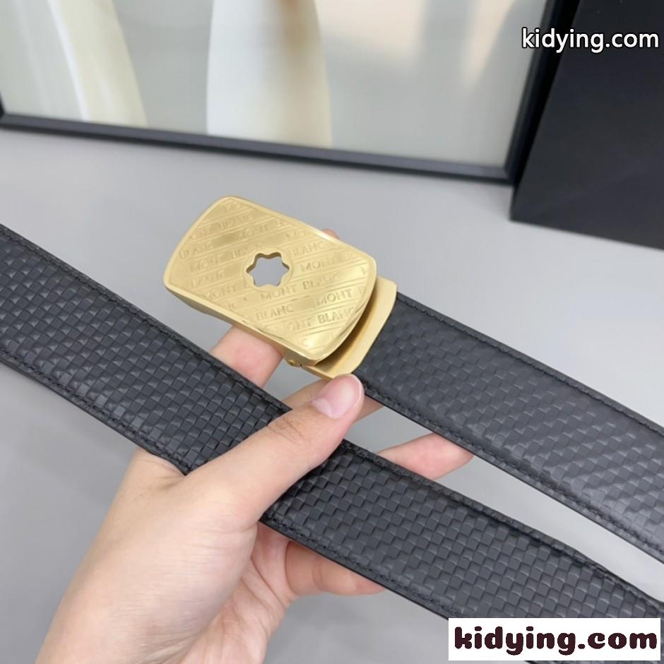 モンブラン ベルト 偽物 合わせやすい シンプル 穴無 オートロック レザーベルト-3