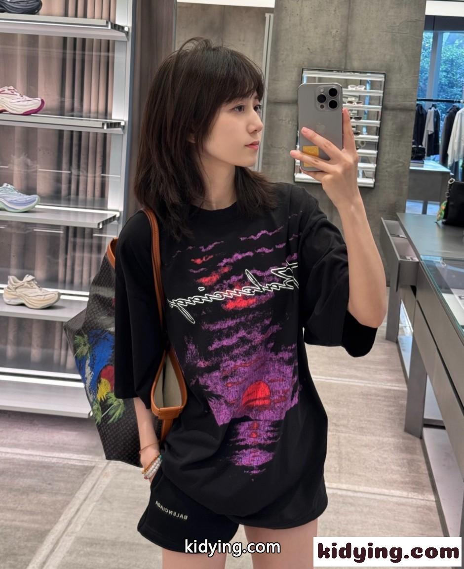 ユニセックス カジュアル オーバーサイズTシャツ バレンシアガ Tシャツ 偽物-4