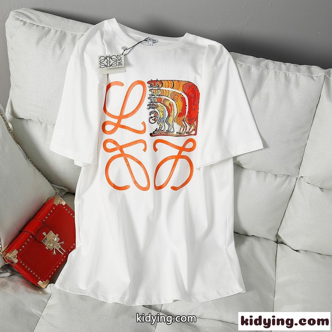ベーシック ロゴ プリント ゆったり 流行り 着心地いい ロエベ tシャツ コピー 春夏 コットン おしゃれ カジュアル-3