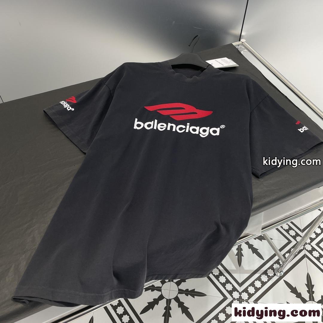 人気 おしゃれ バレンシアガ 3B SPORTS ICON Tシャツ コピー クルーネック 半袖 ブラック-2