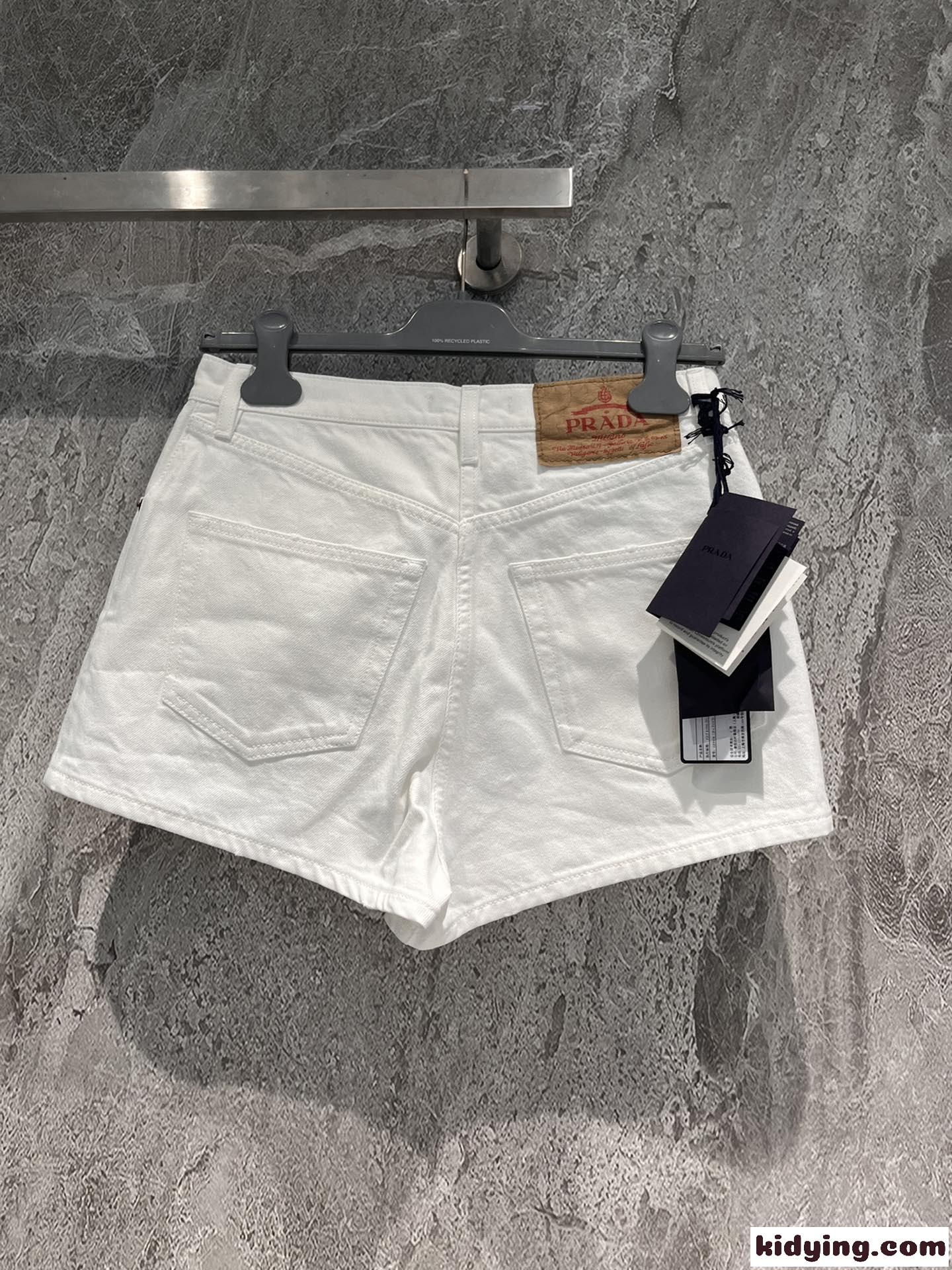 春夏 定番 レディース デニム ショートパンツ プラダ ジーンズ コピー ホワイト-5