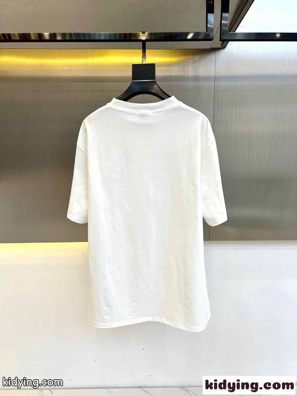カジュアル リラックス 刺繍入り 半袖Tシャツ バーバリー Tシャツ コピー ホワイト-5
