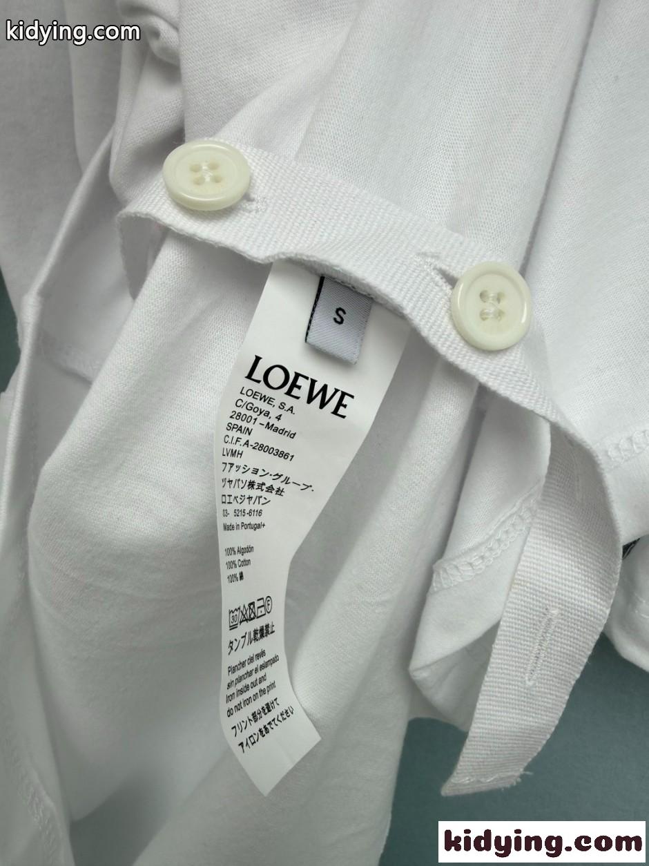 おしゃれ ロゴ コットン 半袖Tシャツ ロエベ Tシャツ 偽物 クルーネック ホワイト-3