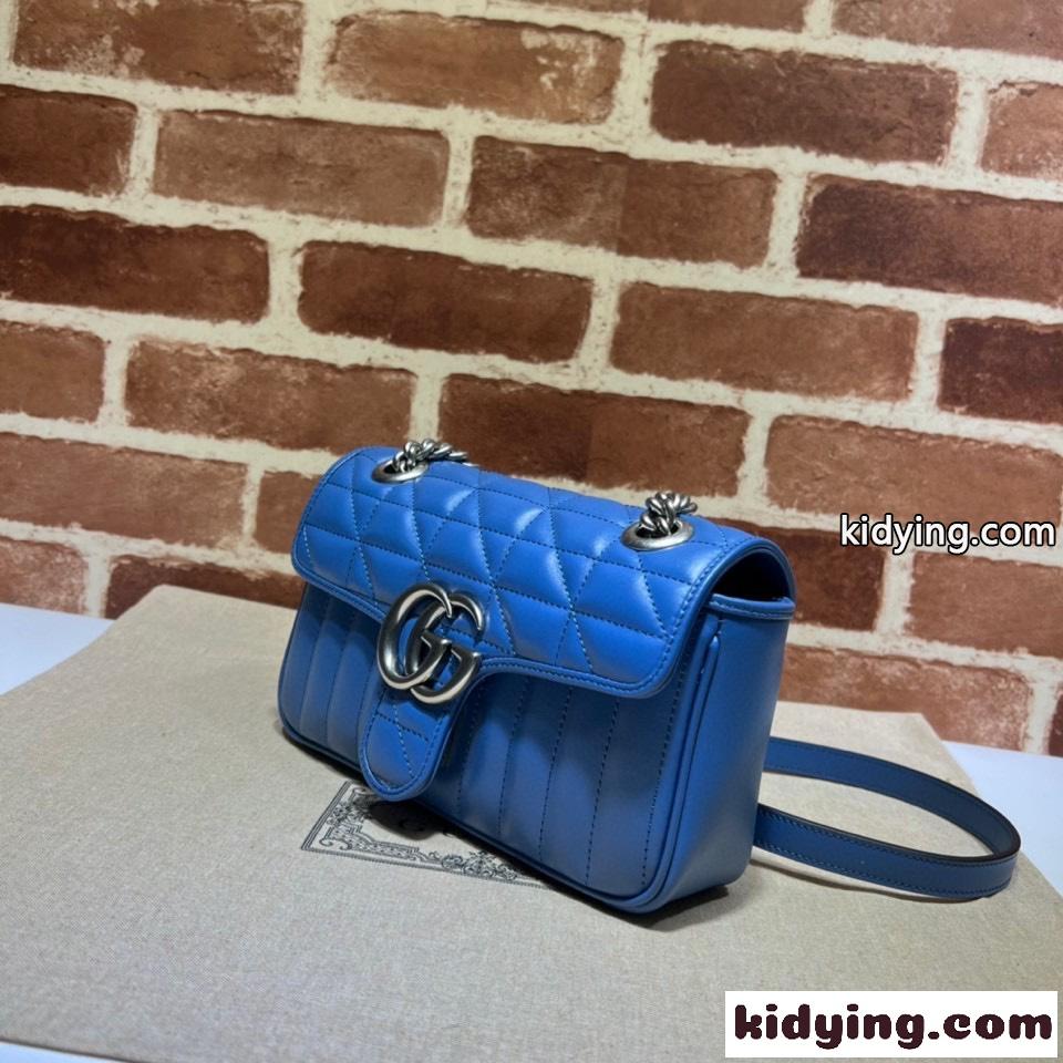 定番 キルティング ショルダーバッグ 斜め掛け レディース グッチ バッグ 人気 コピー チェーン レザー ブルー-1