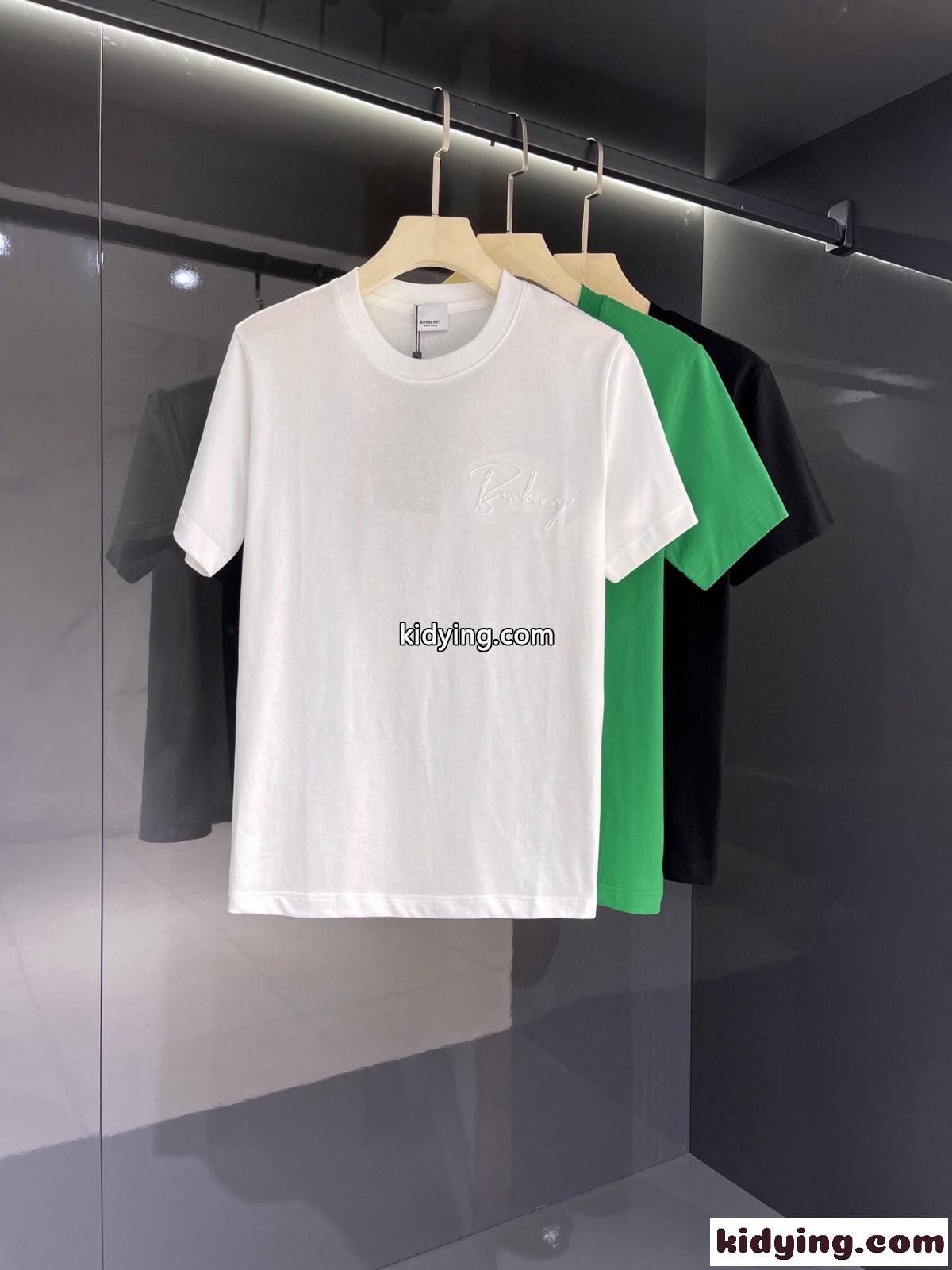 シンプル ロゴ 刺繍 クルーネック バーバリー Tシャツ コピー 半袖 コットン トップス-0
