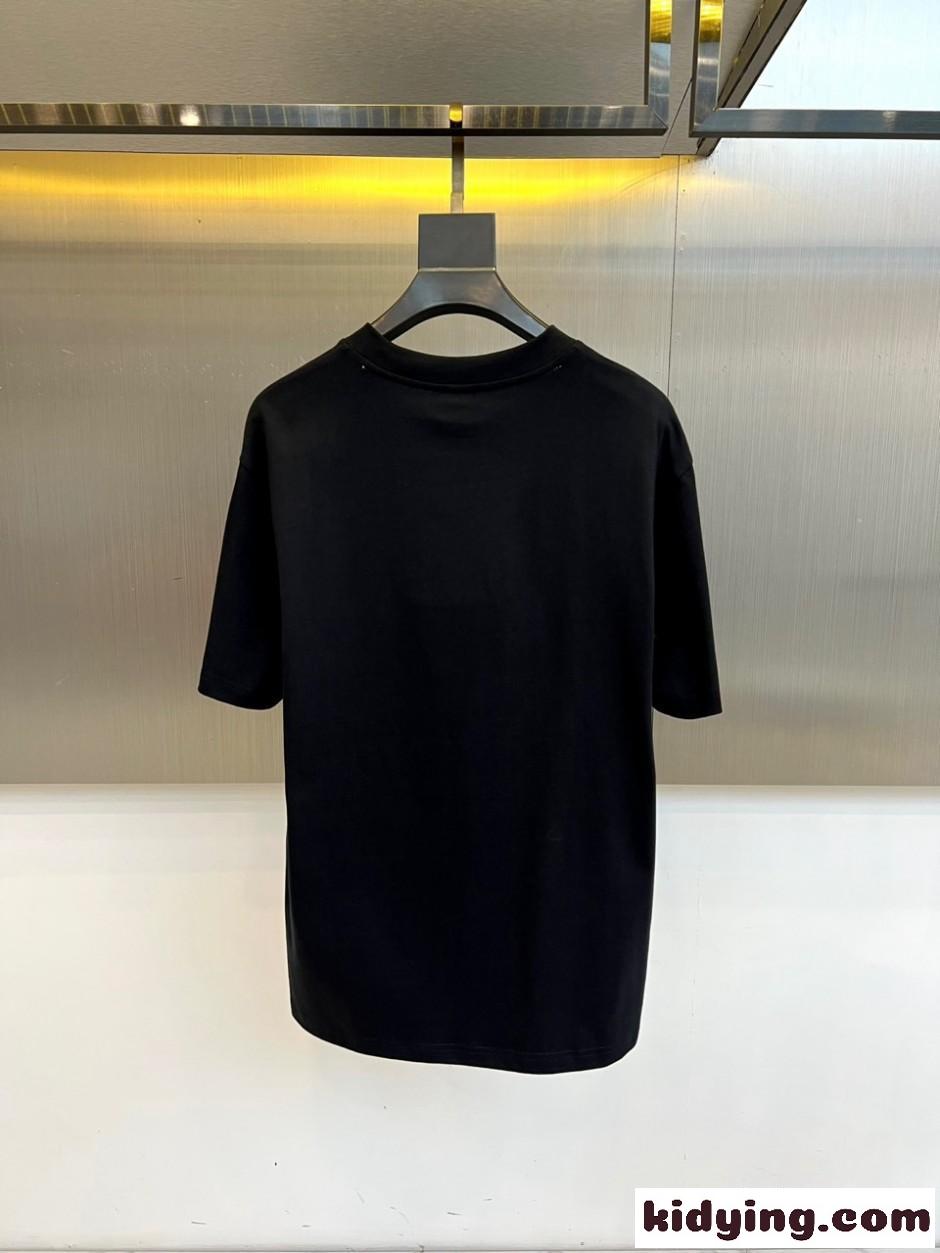 カジュアル ロゴ コットン 半袖Tシャツ バーバリー Tシャツ 偽物 ブラック-3