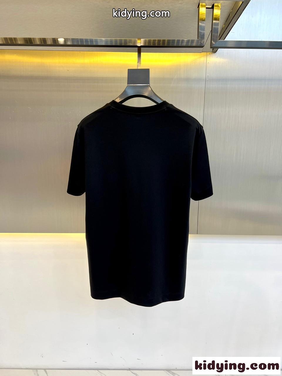 シンプル ロゴ エルメネジルド・ゼニア 半袖Tシャツ コピー クルーネック ブラック-0