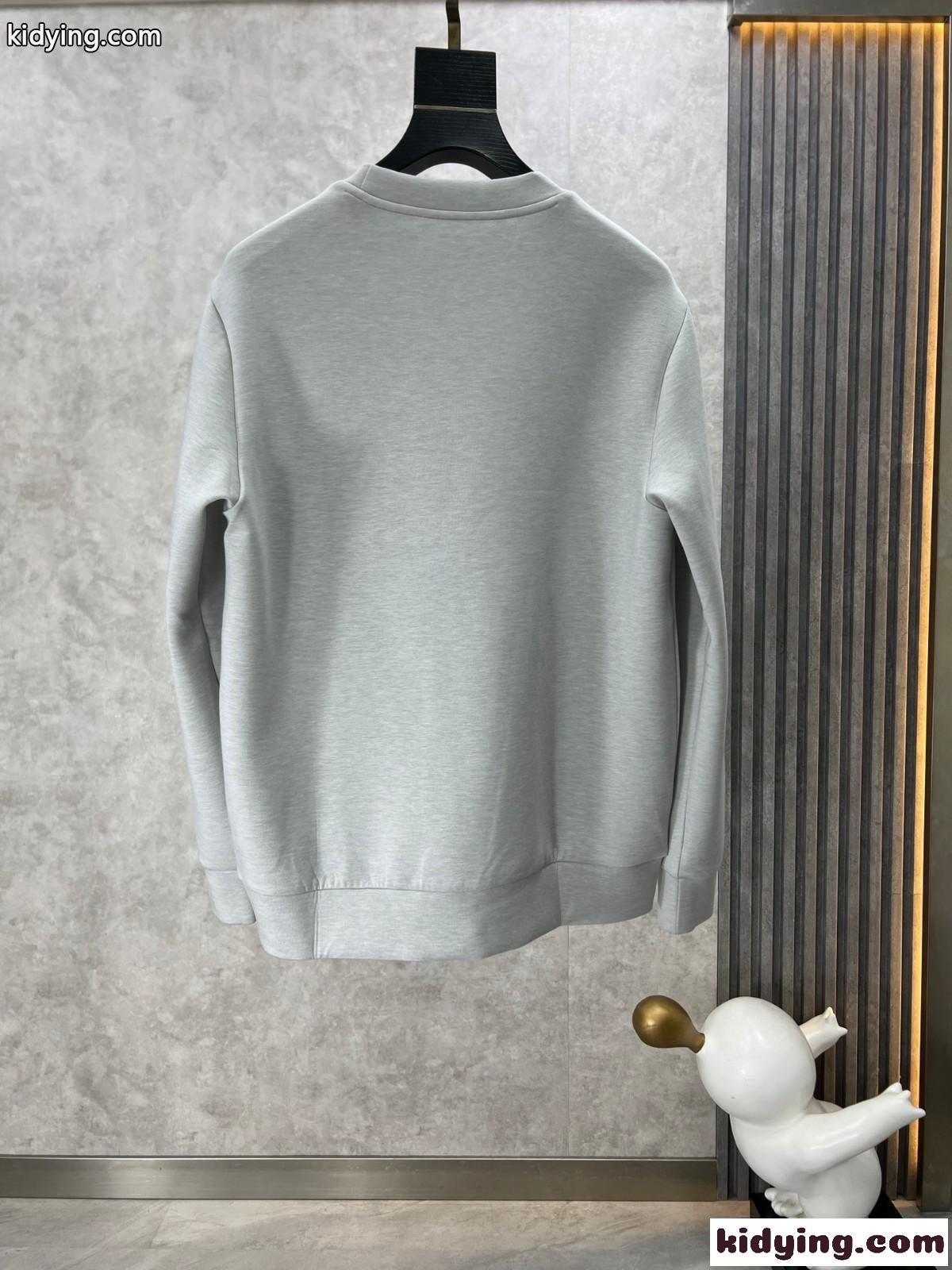 エルメネジルド・ゼニア Tシャツ コピー ベーシック ロゴ クルーネック スウェットシャツ グレー-0