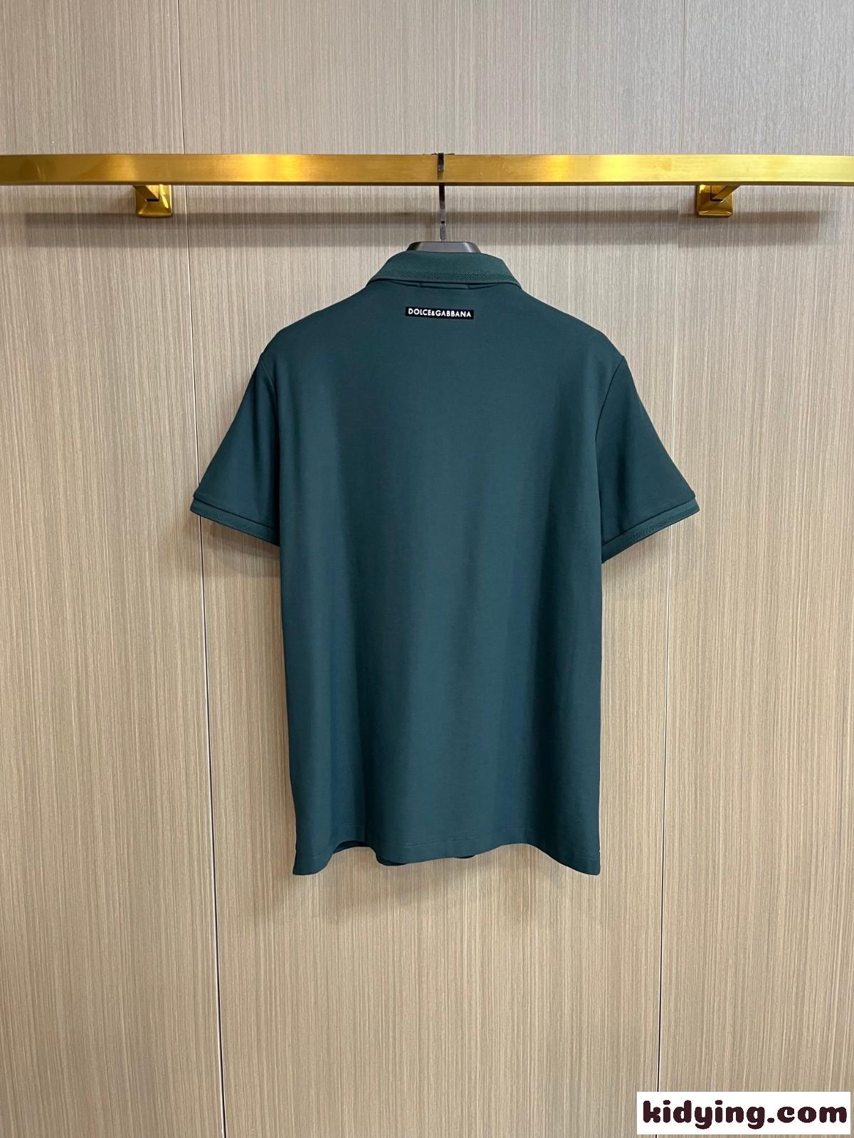ドルチェ&ガッバーナ 半袖Tシャツ コピー カジュアル 定番 コットンピケ ポロシャツ グリーン-3