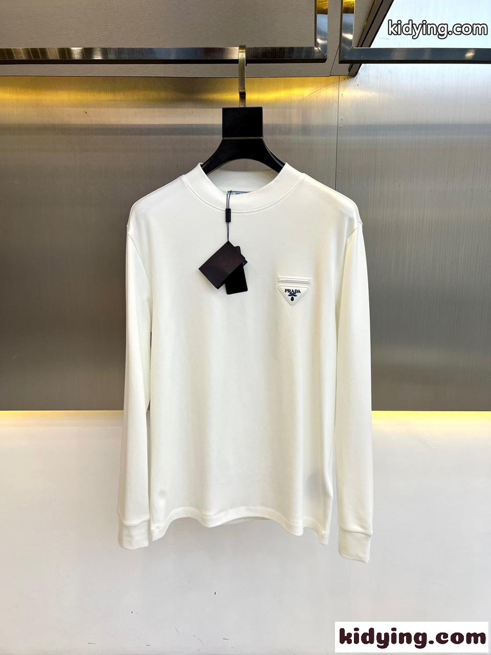 シンプル プラダ Tシャツ コピー コットン 裏起毛 合わせやすい 長袖Tシャツ-0